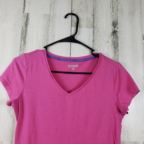 bongo pink short sleeve v-neck t-shirt women's size large - Picture 2 of 7